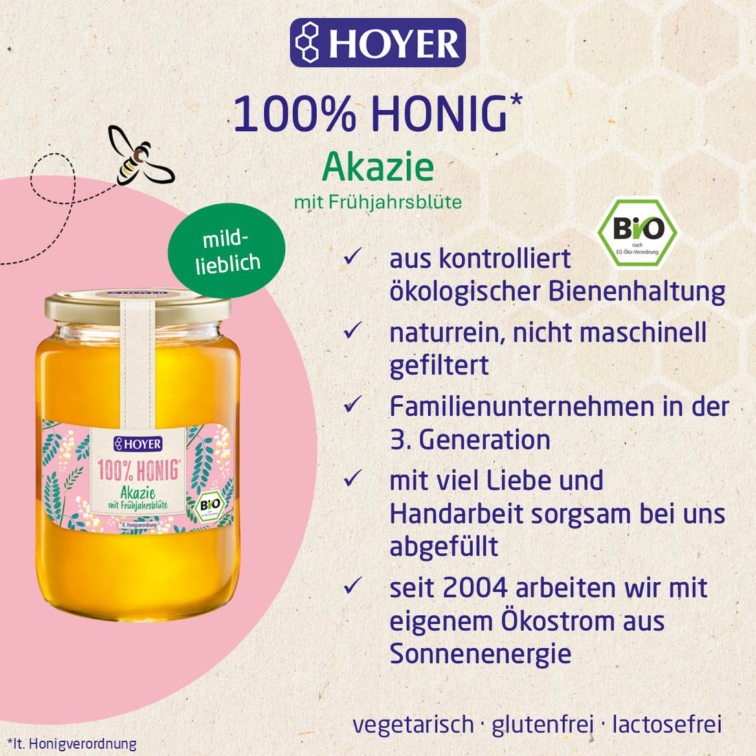 Acacia honey with spring bloom