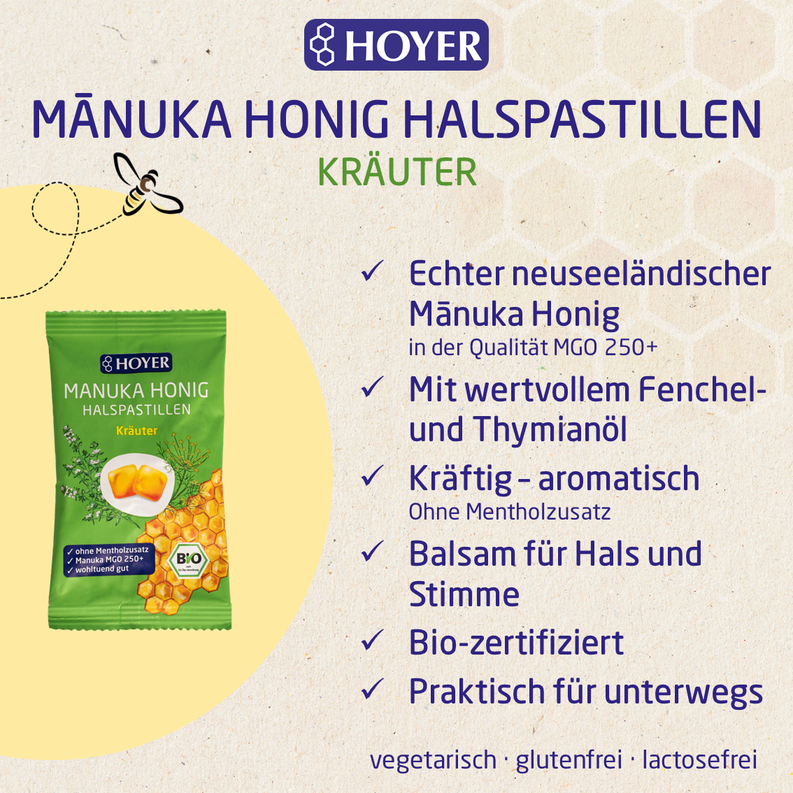 Manuka Honig Halspastillen Kräuter