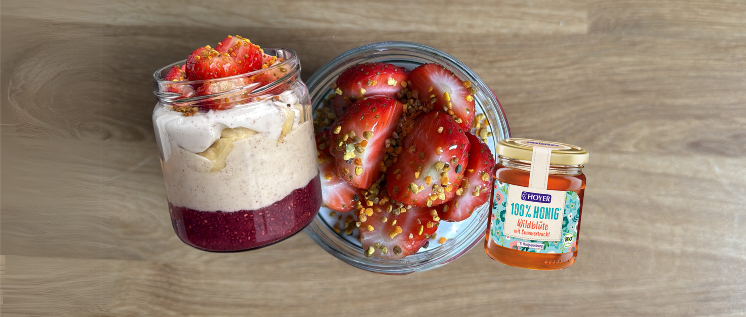 Rezept: Blitzschnelle Erdbeer-Chia-Marmelade mit Wildblütenhonig