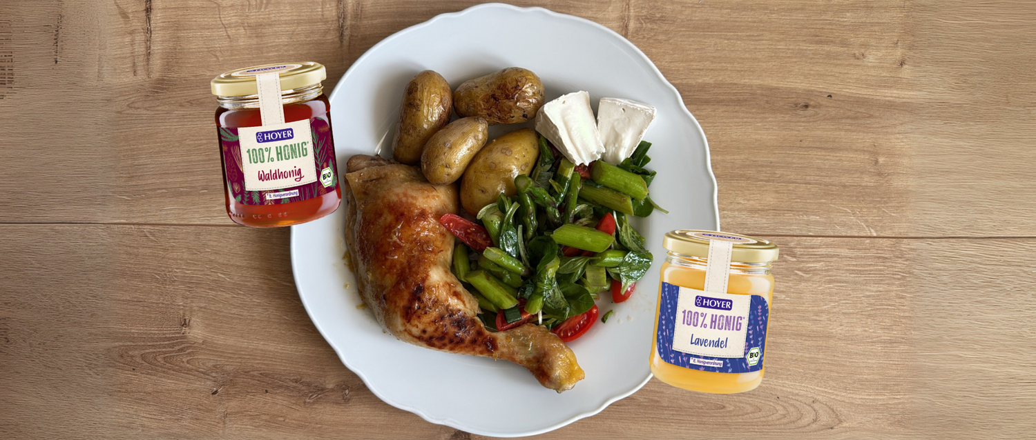 Frühlingsrezept: Honig-Zitronen-Hähnchen mit Spargelsalat