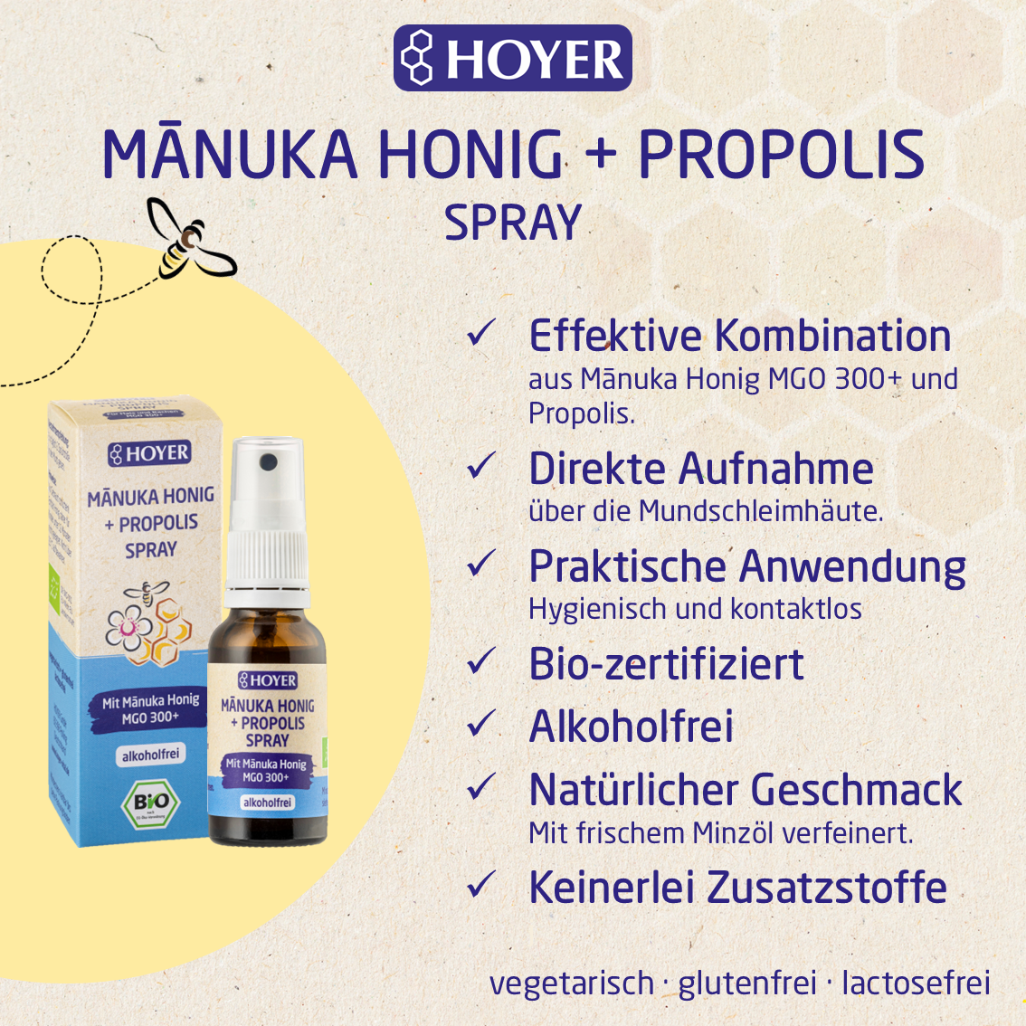 Manuka Honig + Propolis Spray alkoholfrei