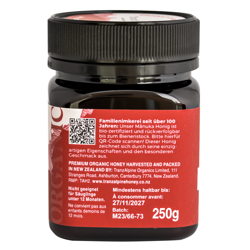 TranzAlpine Organic Manuka Honey MGO 400+