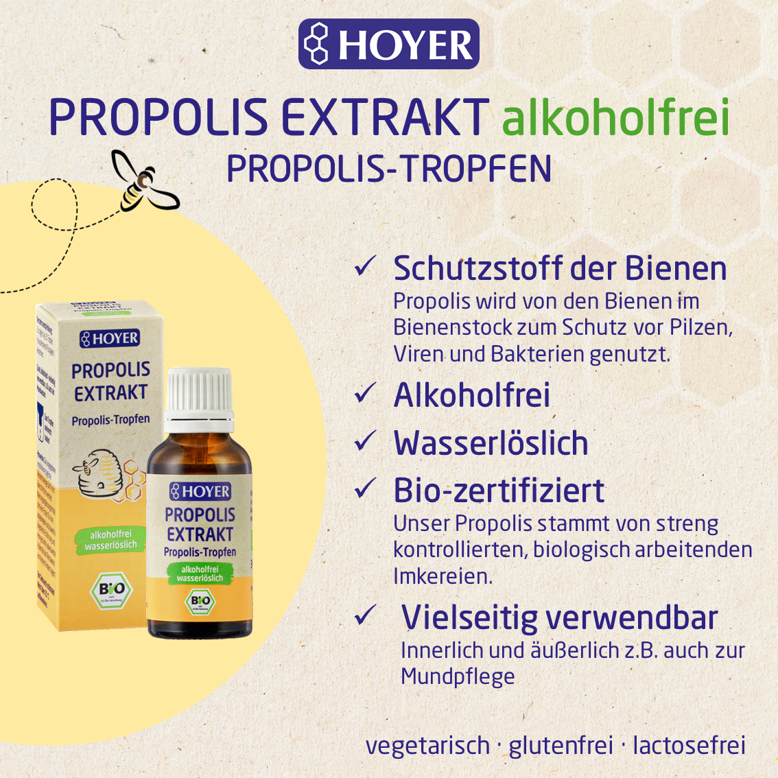 Organic propolis extract alcohol-free