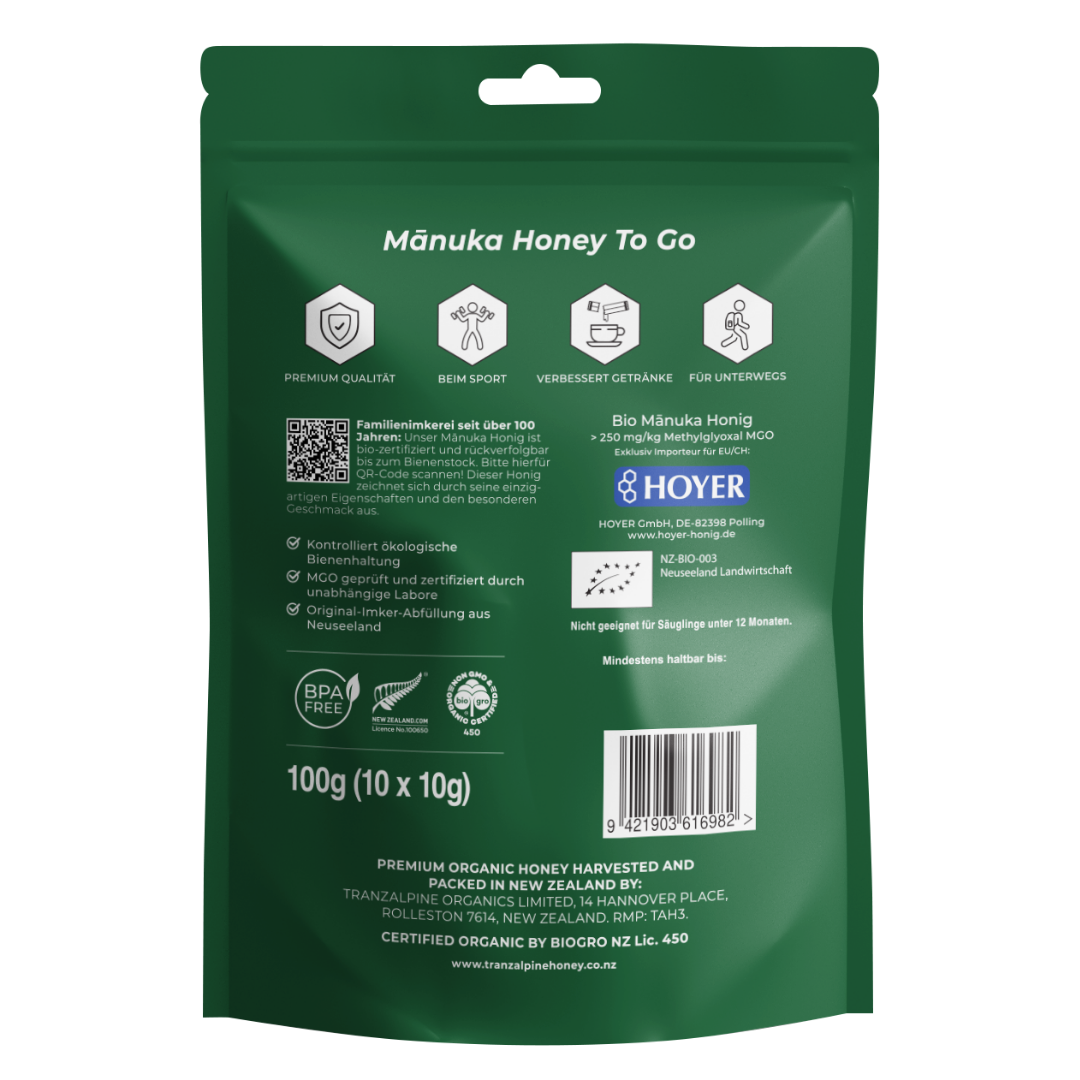Bio Manuka Honig Sachets MGO 250+ TranzAlpine
